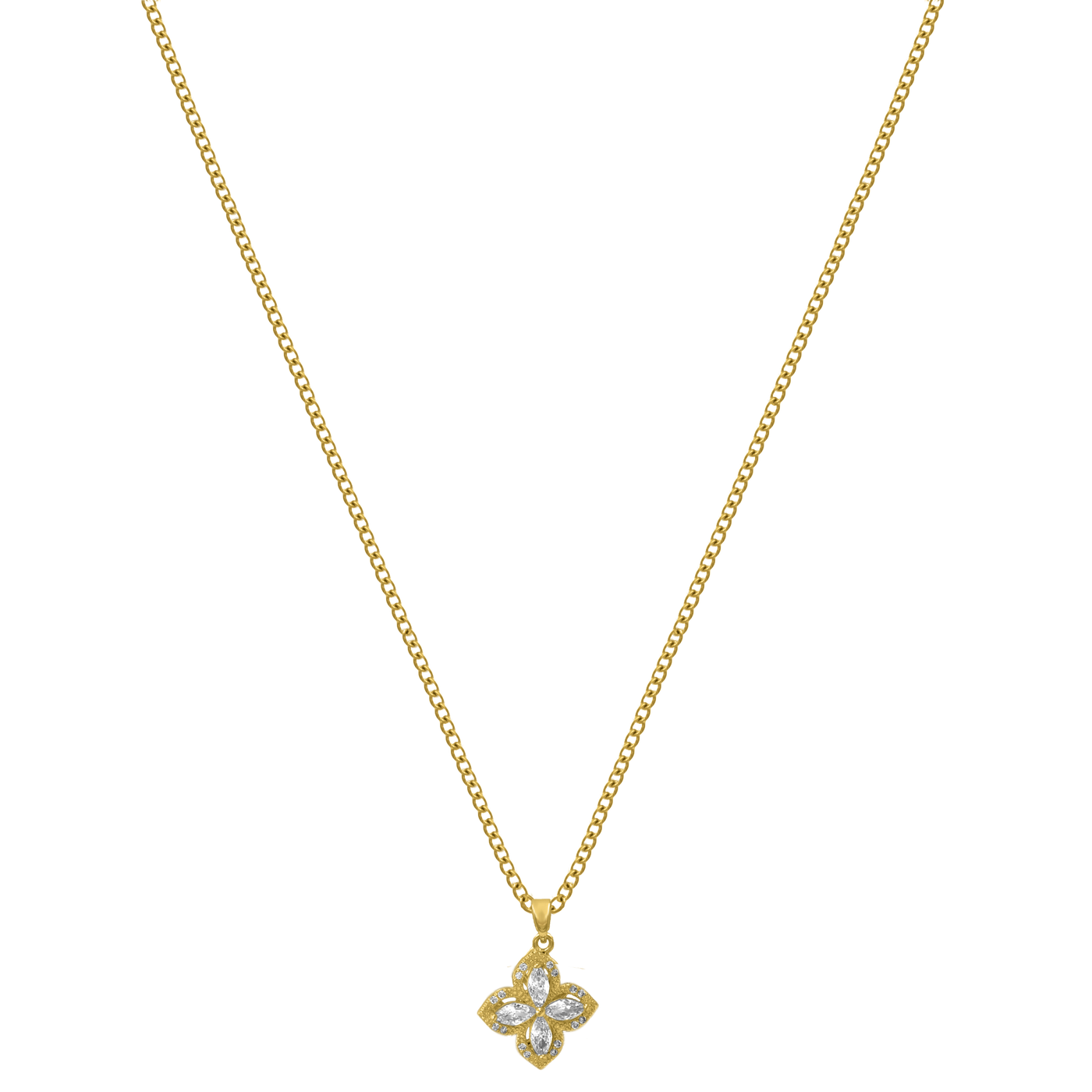 Collar Flor giratoria chapado en oro de 18 quilates