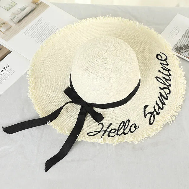 Tejido hecho a mano carta sombreros de sol para las mujeres de la moda