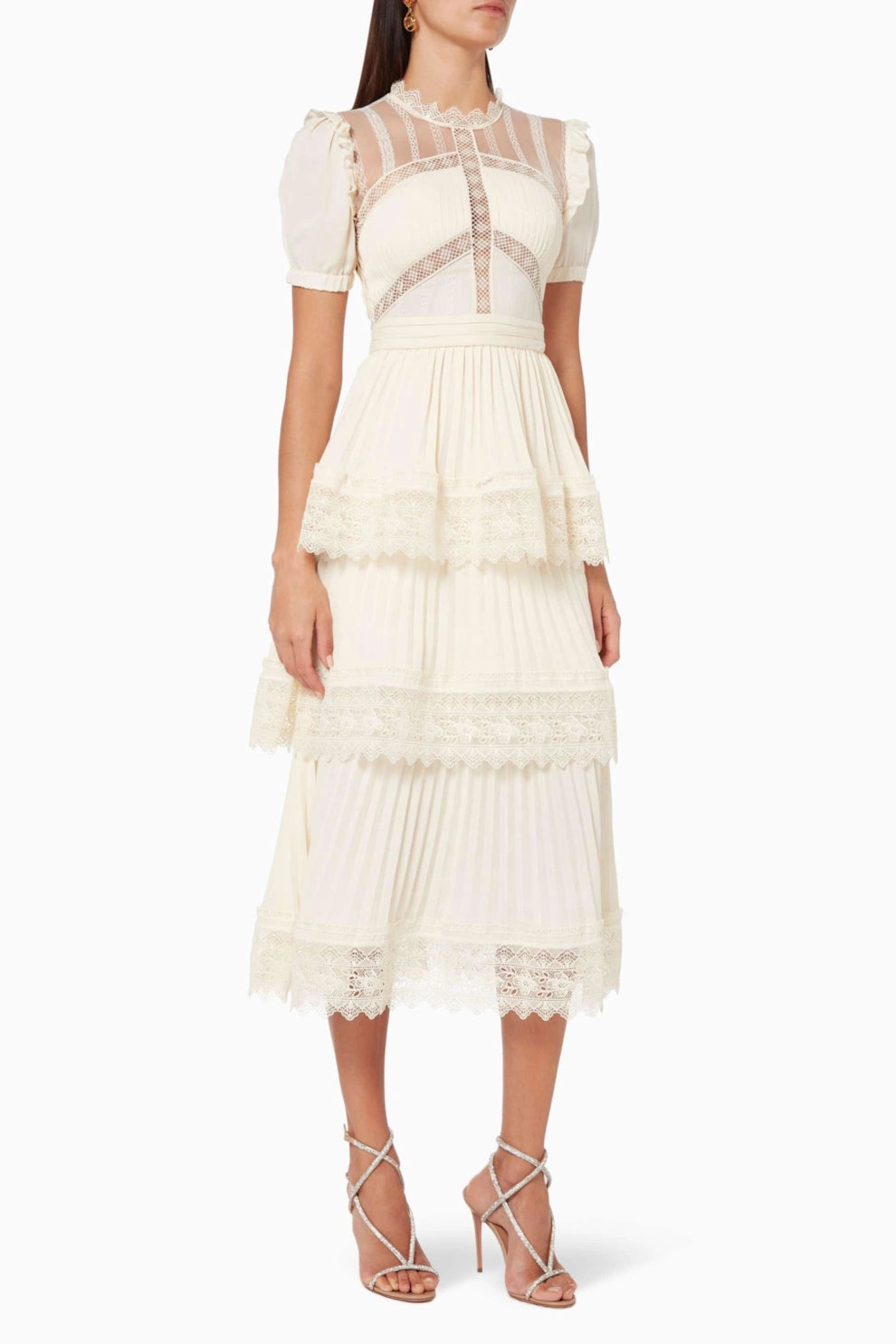 Luciana - Vestido Midi con Encaje y Volantes