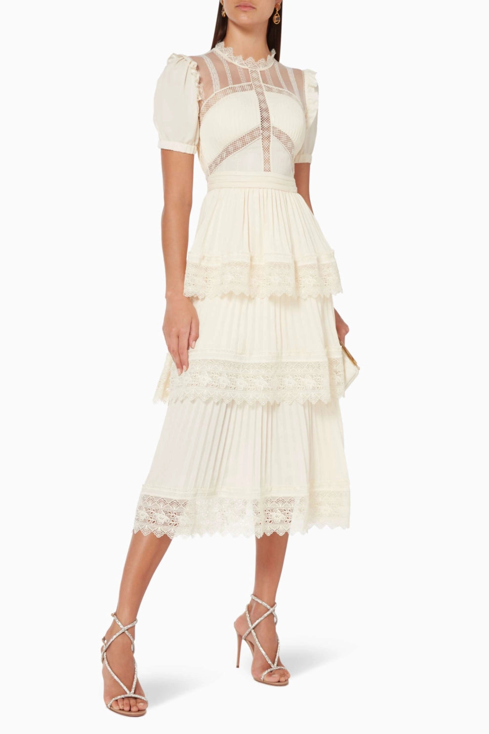 Luciana - Vestido Midi con Encaje y Volantes