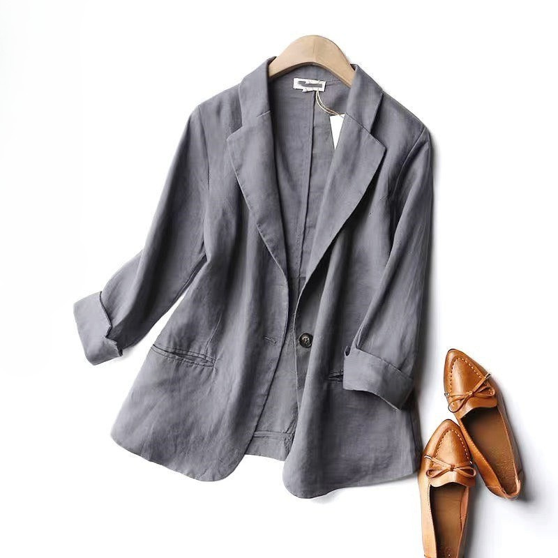 Blazer casual de lino para mujer - Amara