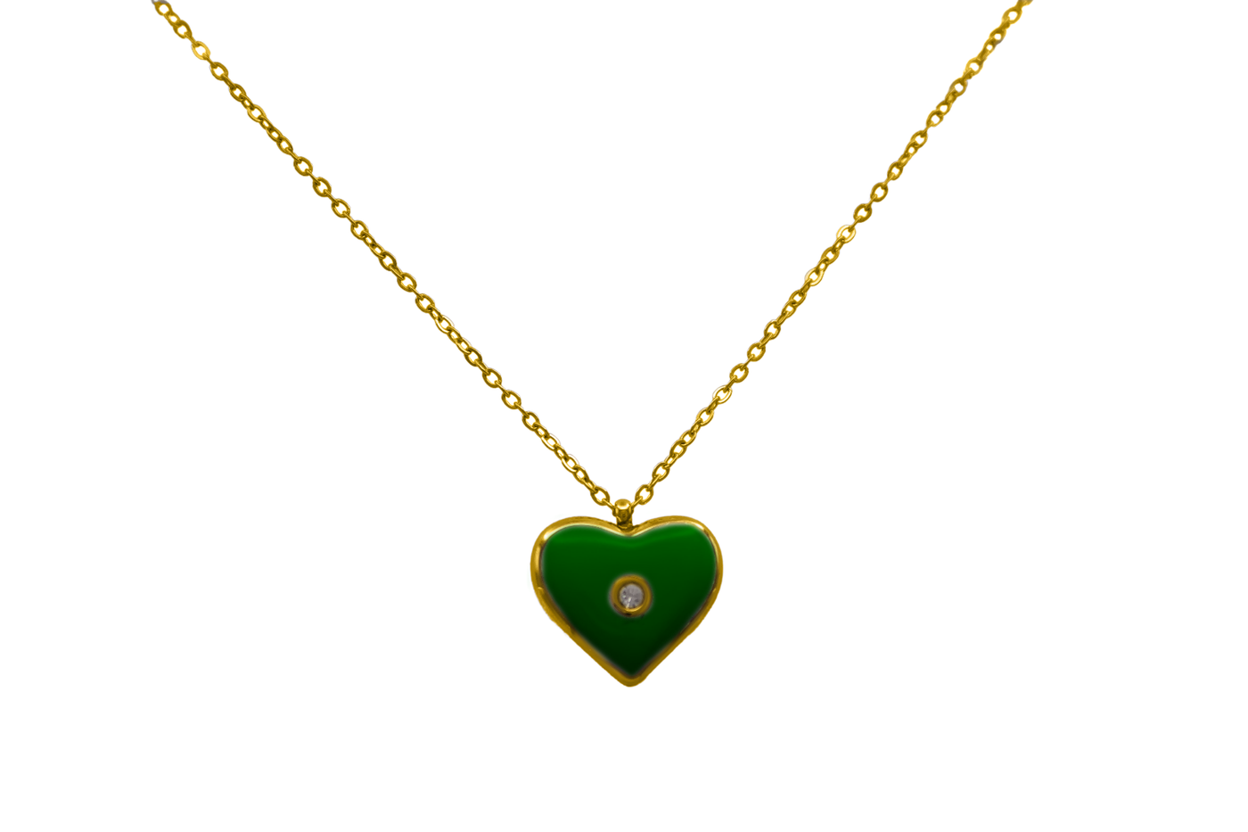 Corazón de piedra del amor chapado en oro de 14 quilates