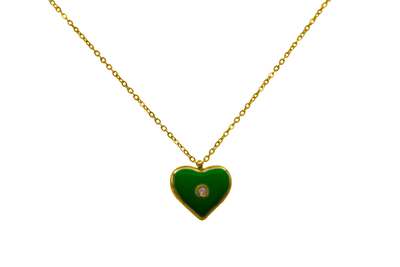 Corazón de piedra del amor chapado en oro de 14 quilates