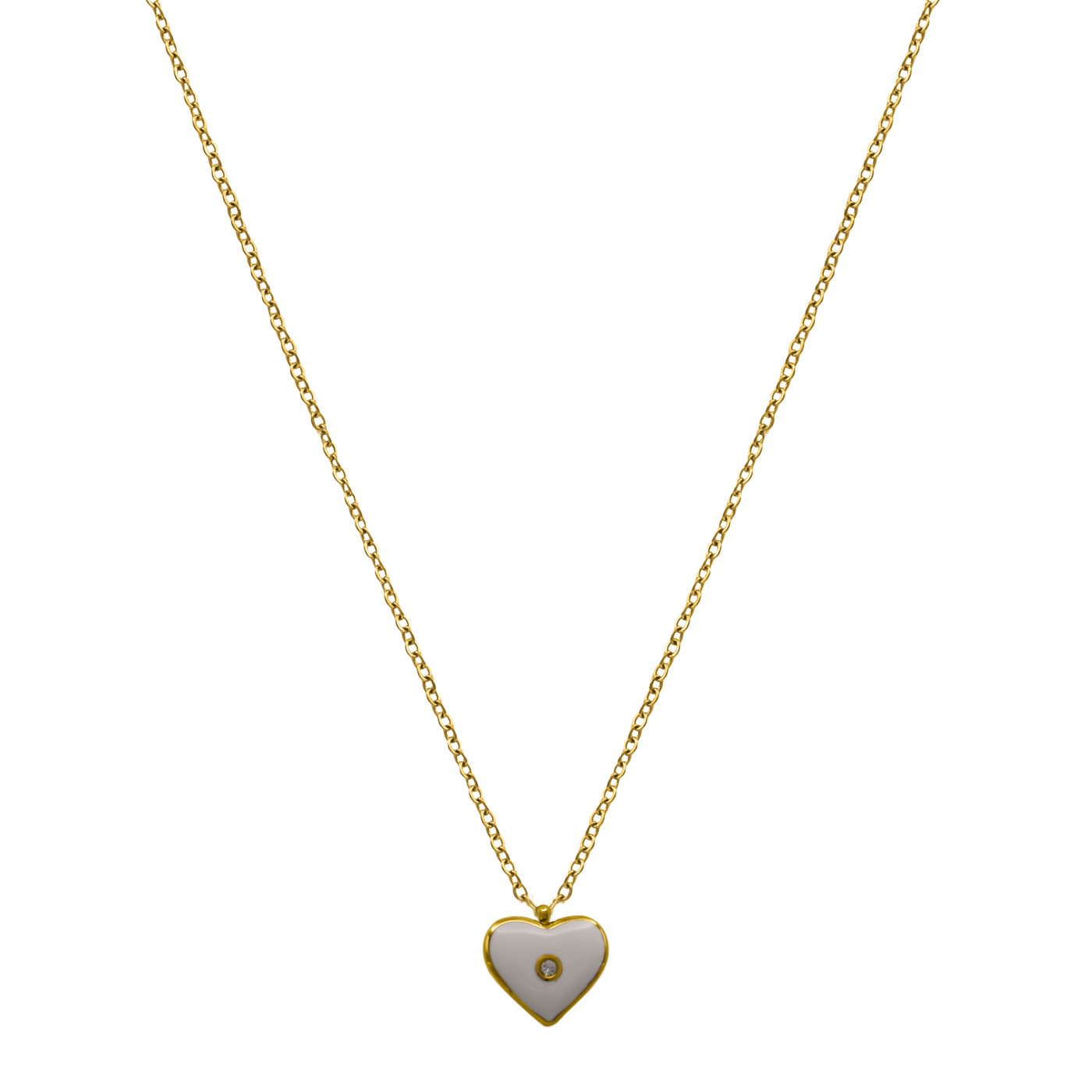 Corazón de piedra del amor chapado en oro de 14 quilates