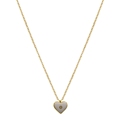 Corazón de piedra del amor chapado en oro de 14 quilates