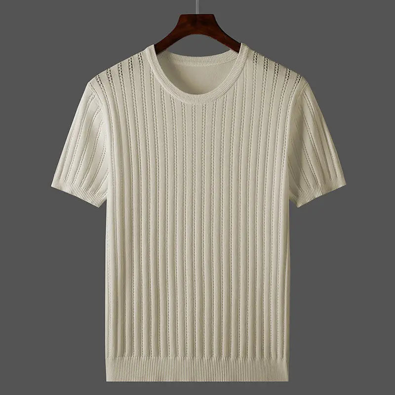 Camiseta de punto de algodón de manga corta para hombre