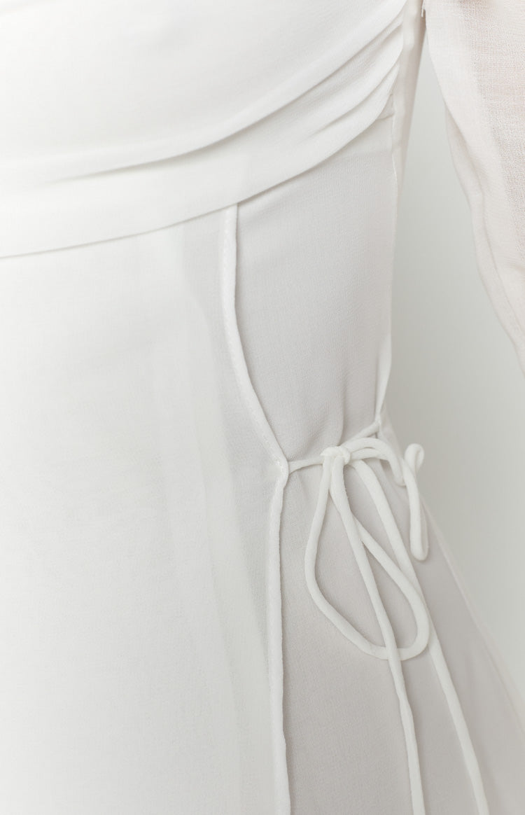 Constanza - Vestido mini blanco de manga larga