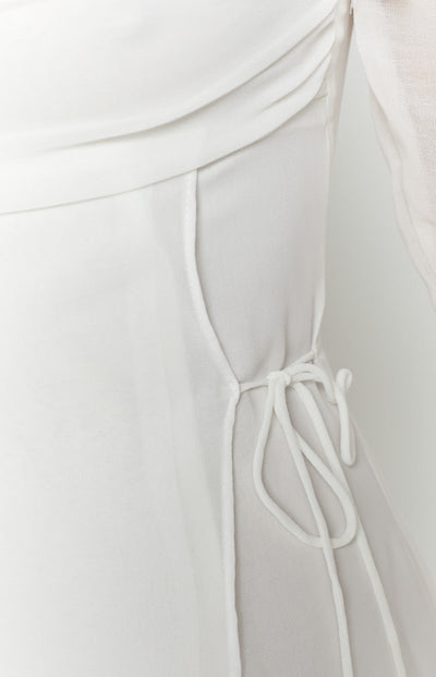 Constanza - Vestido mini blanco de manga larga