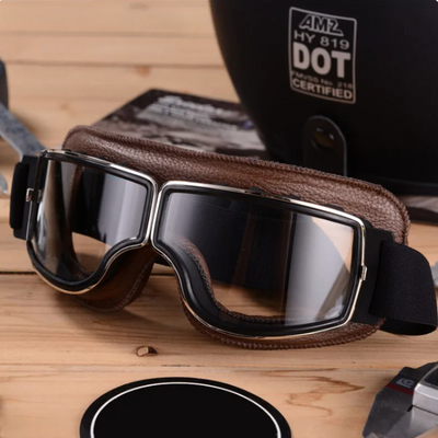 Gafas de Cuero Vintage para Moto