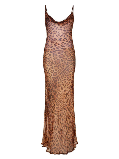 Nereida - Maxi Vestido Espagueti con estampado de leopardo