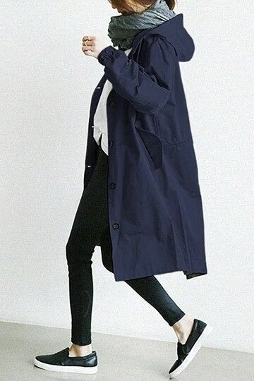 Abrigo mujer trench oversize con capucha ligera - Simona