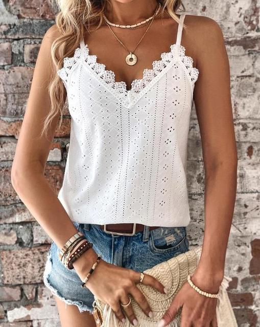 Emily - Top de encaje con cuello en V