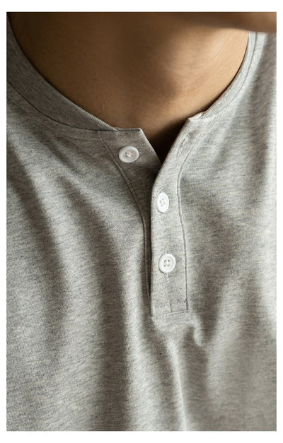 Camiseta hombre cuello mao algodón estilo casual - Damián