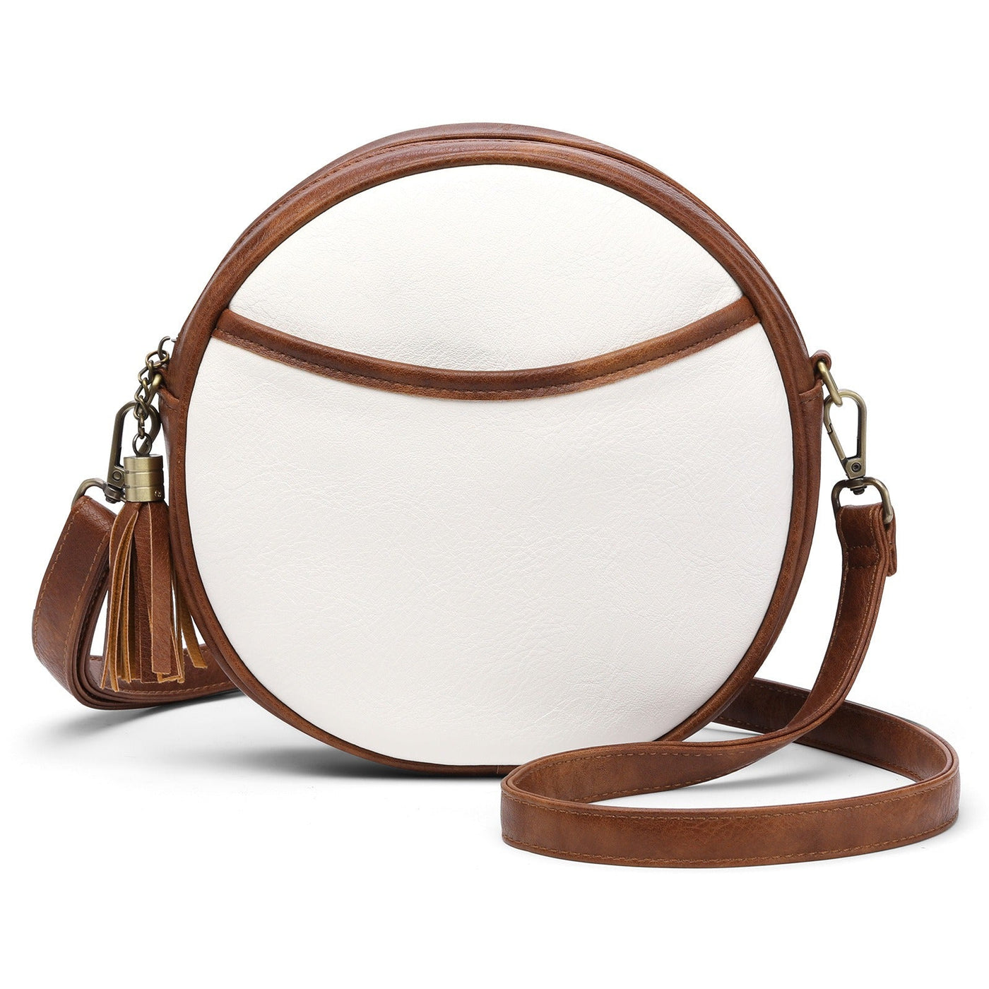 Bolso bandolera mujer diseño redondo efecto cuero vintage - Noelia