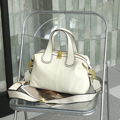 Bolso de mano para mujer de piel sintética con herrajes metálicos estilo estructurado - Marcela