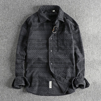 Camisa hombre pana estampado étnico manga larga - Mauro