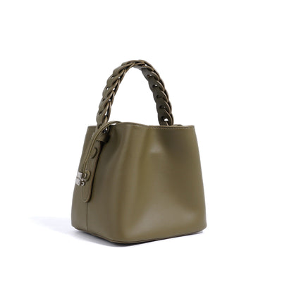 Bolso de mano para mujer de asa trenzada con efecto piel estilo bucket - Camila