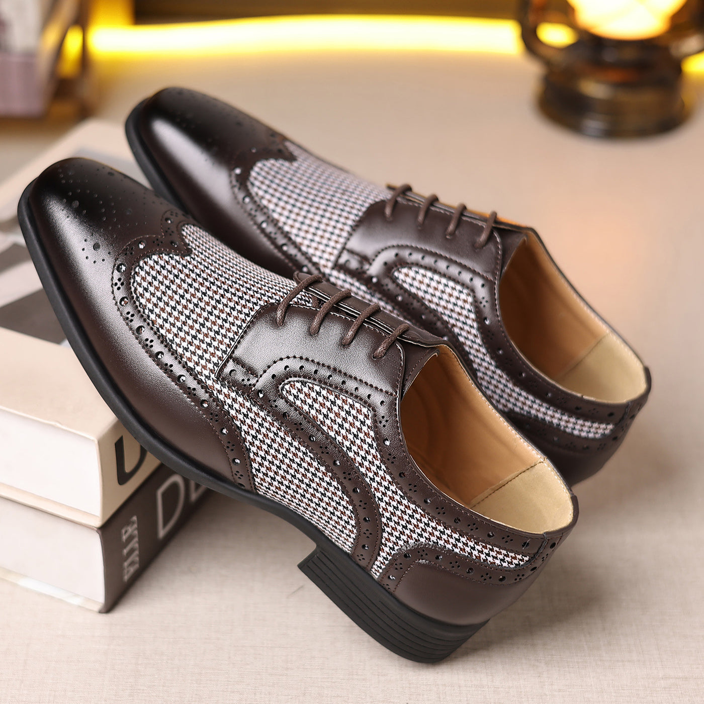 Zapatos oxford para hombre de piel con diseño de cuadros - Henrik