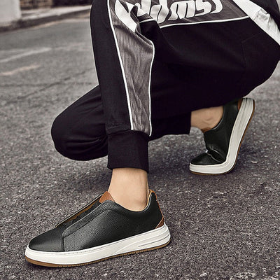 Zapatillas bajas para hombre de piel auténtica sin cordones estilo casual - Renato