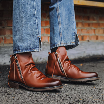 Botines de cuero para hombre con cremallera lateral - Alex