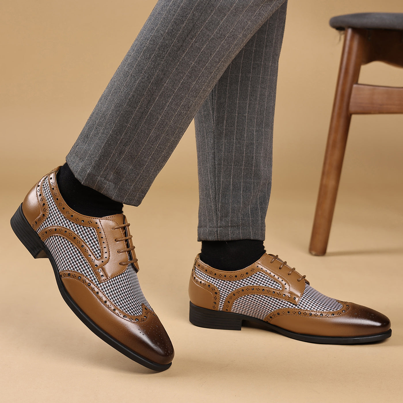 Zapatos oxford para hombre de piel con diseño de cuadros - Henrik