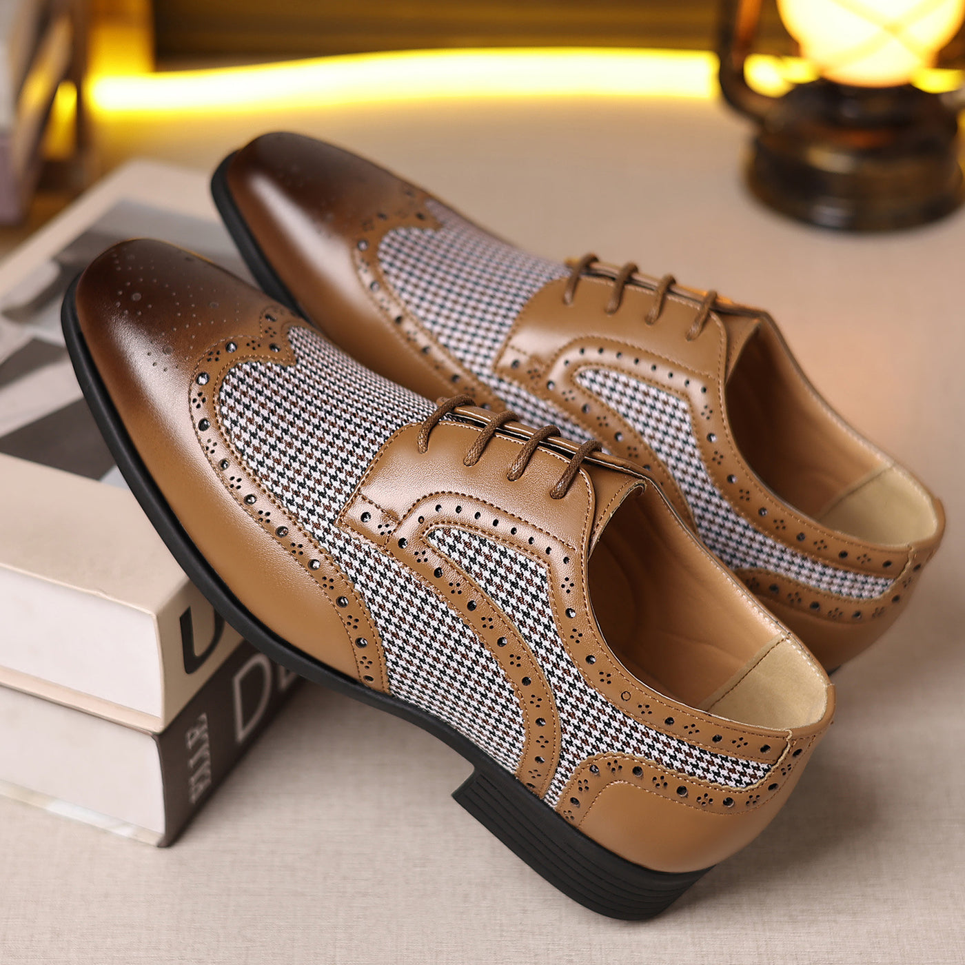 Zapatos oxford para hombre de piel con diseño de cuadros - Henrik
