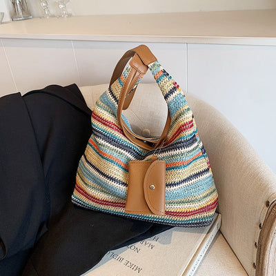 Bolso shopper mujer tejido de rafia con detalle de monedero - Martina