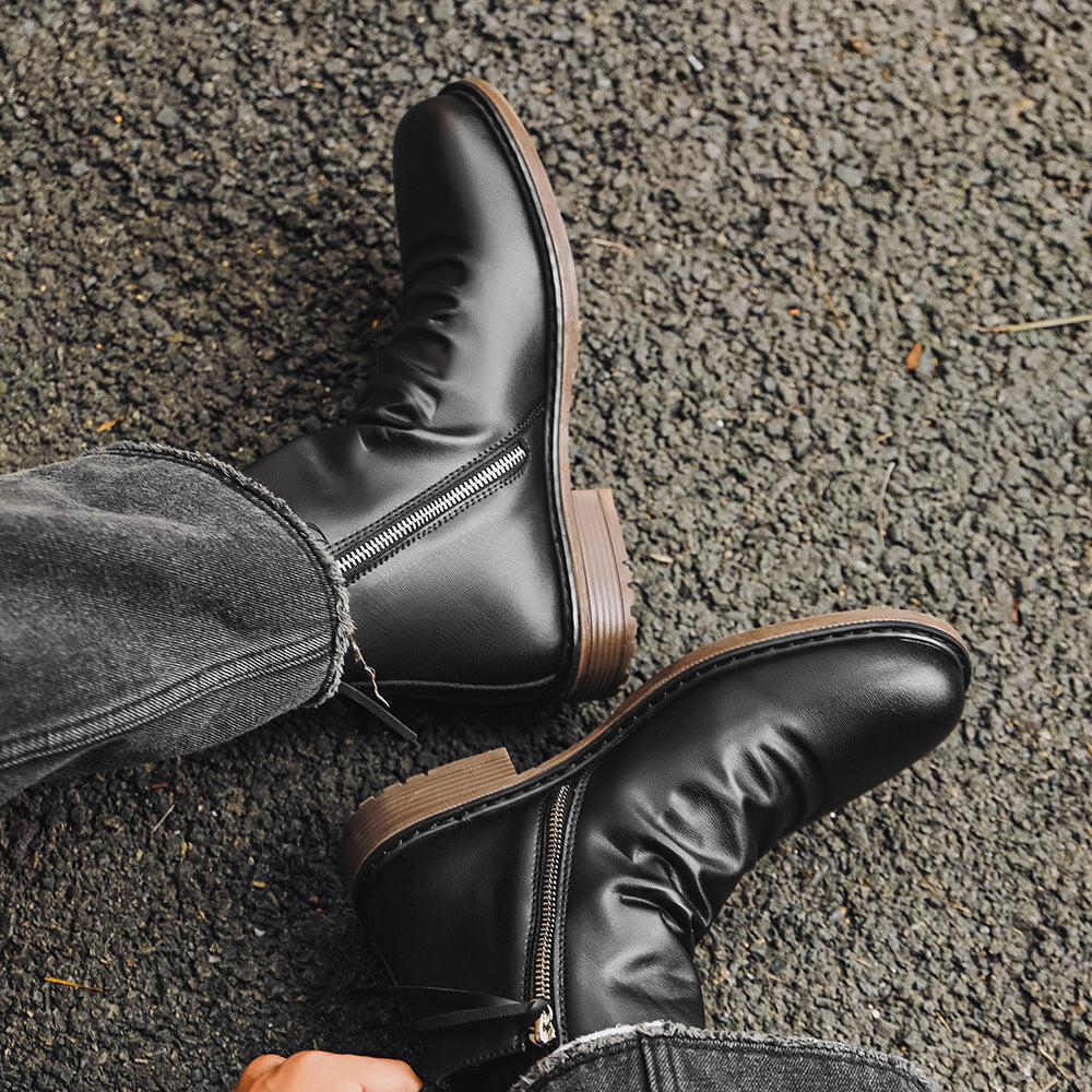Botines de cuero para hombre con cremallera lateral - Alex