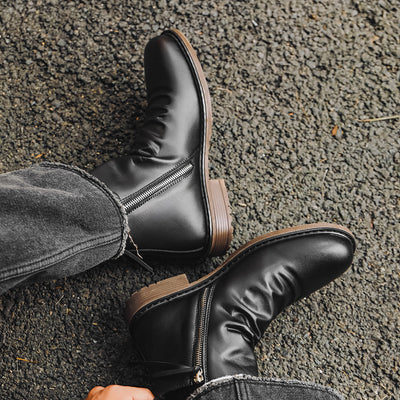 Botines de cuero para hombre con cremallera lateral - Alex