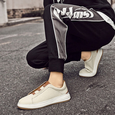 Zapatillas bajas para hombre de piel auténtica sin cordones estilo casual - Renato