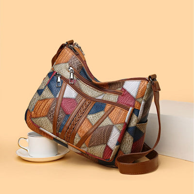 Bolso cruzado mujer con estampado geométrico retro multicolor - Mirella