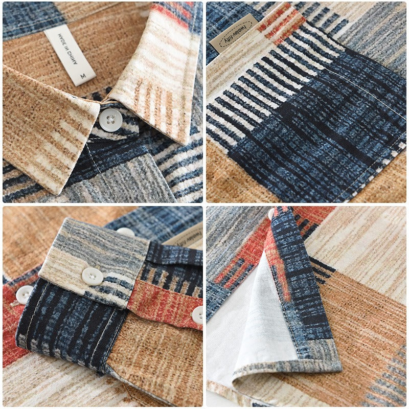 Camisa para hombre algodón estampado patchwork estilo casual - Hector