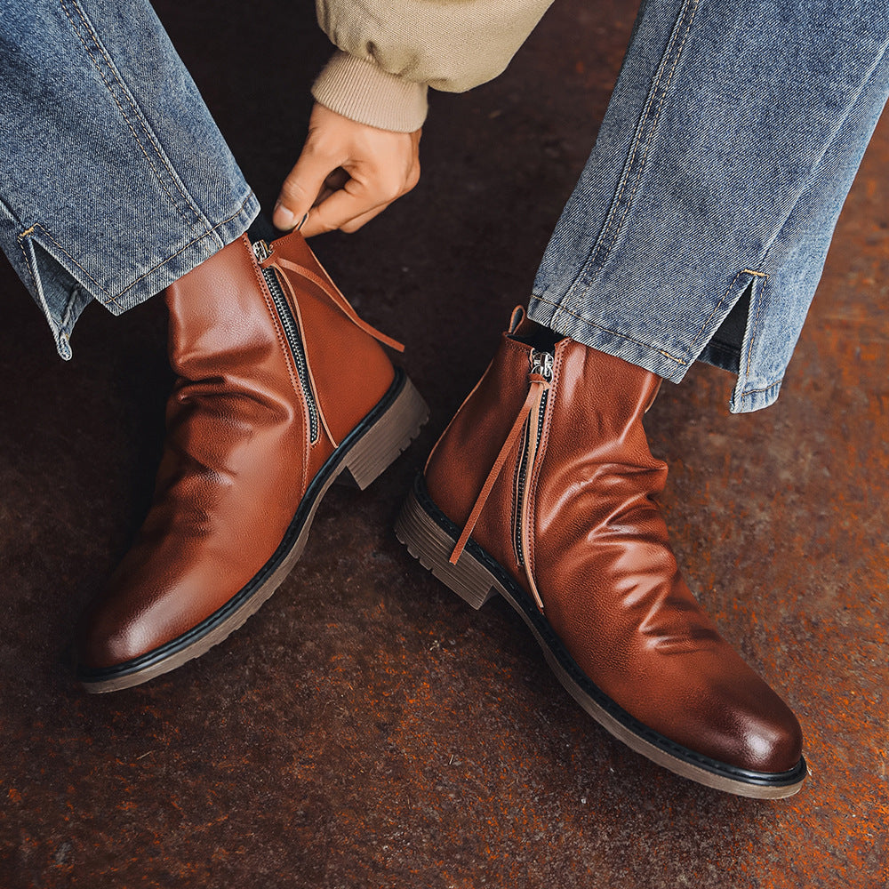 Botines de cuero para hombre con cremallera lateral - Alex