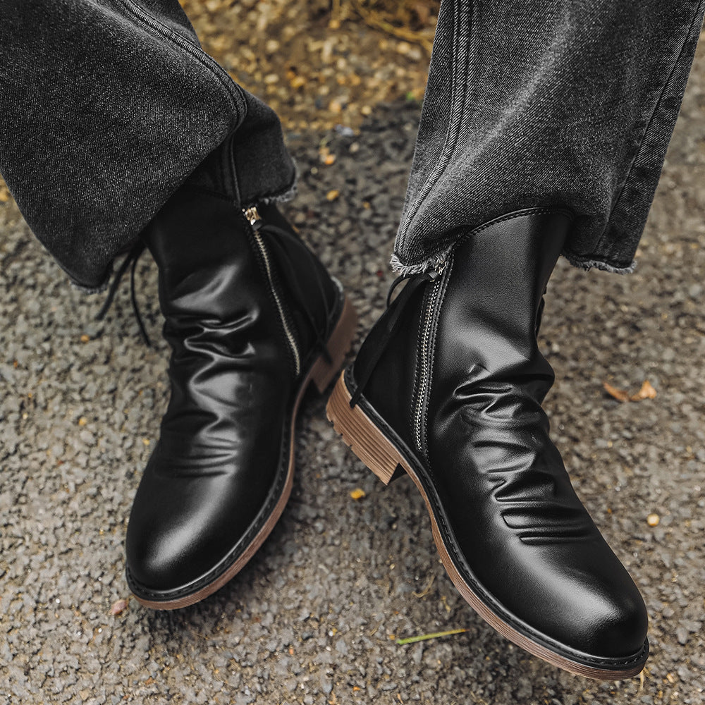 Botines de cuero para hombre con cremallera lateral - Alex
