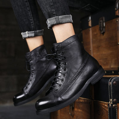 Botas vintage de cuero para hombre - Pierre