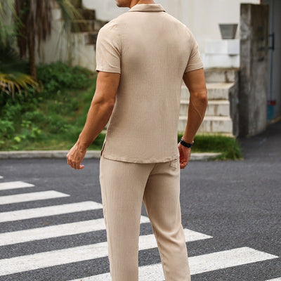 Conjunto casual hombre tela arrugada estilo relajado - Dario