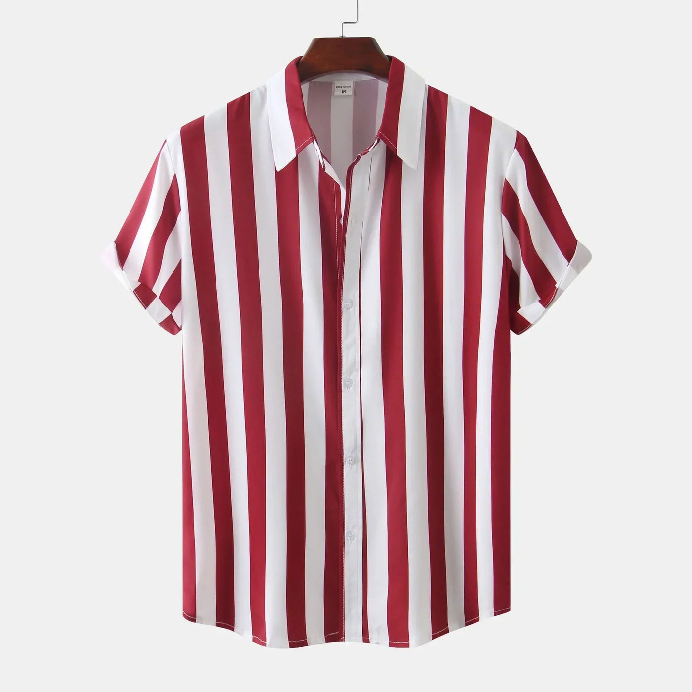 Camisa de hombre de manga corta con tapeta de botones - Rayas