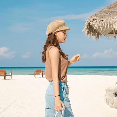 Sombrero de sol con boina octogonal para mujer