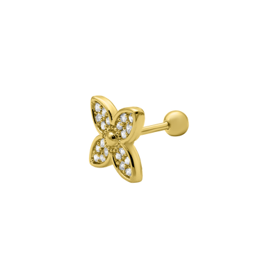 Pendiente flor chapado en oro de 14 quilates