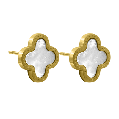Pendientes de nácar Unique Leaf chapados en oro de 14 quilates