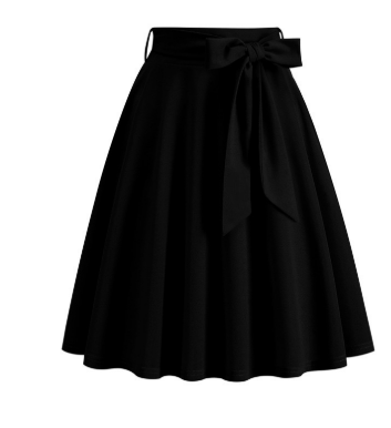 Falda midi de mujer de línea A con lazo lateral - de talle alto y elegante