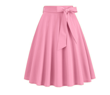 Falda midi de mujer de línea A con lazo lateral - de talle alto y elegante