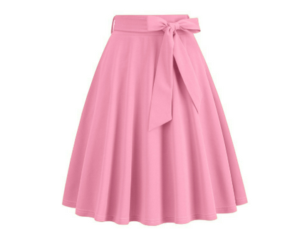 Falda midi de mujer de línea A con lazo lateral - de talle alto y elegante