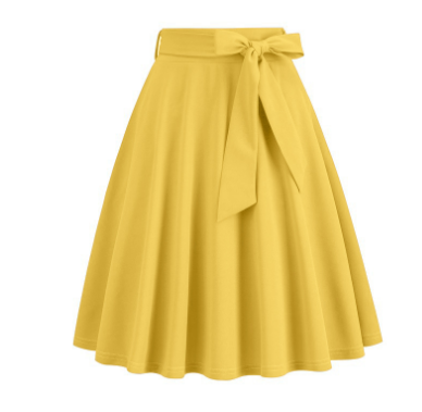 Falda midi de mujer de línea A con lazo lateral - de talle alto y elegante