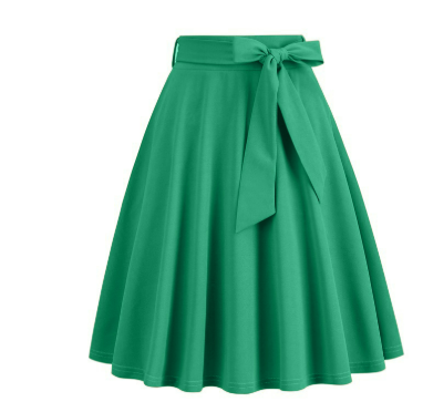Falda midi de mujer de línea A con lazo lateral - de talle alto y elegante