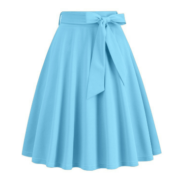 Falda midi de mujer de línea A con lazo lateral - de talle alto y elegante