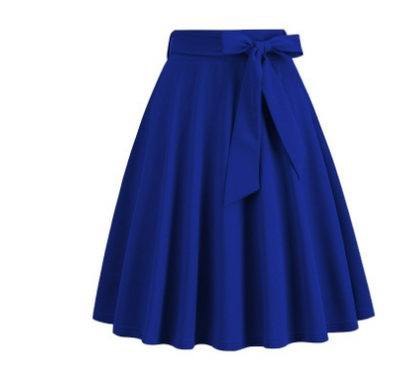 Falda midi de mujer de línea A con lazo lateral - de talle alto y elegante