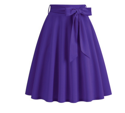 Falda midi de mujer de línea A con lazo lateral - de talle alto y elegante