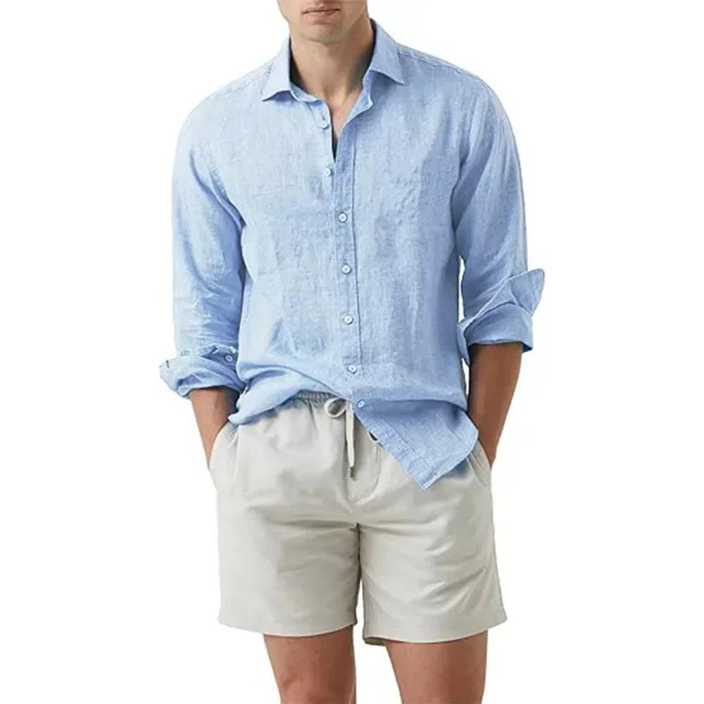 Camisa de verano para hombre en lino y algodón