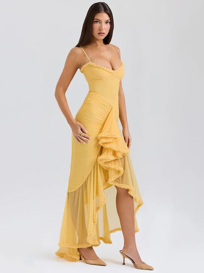 Julia - Vestido largo casual de tirantes con encaje para mujer